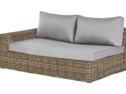 Divano angolare da giardino con pouf 6 posti PALERMO Modulare Rattan sintetico (PE) Marrone chiaro