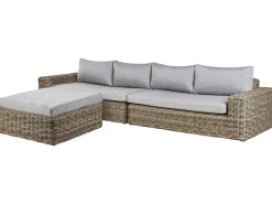 Divano angolare da giardino con pouf 6 posti PALERMO Modulare Rattan sintetico (PE) Marrone chiaro