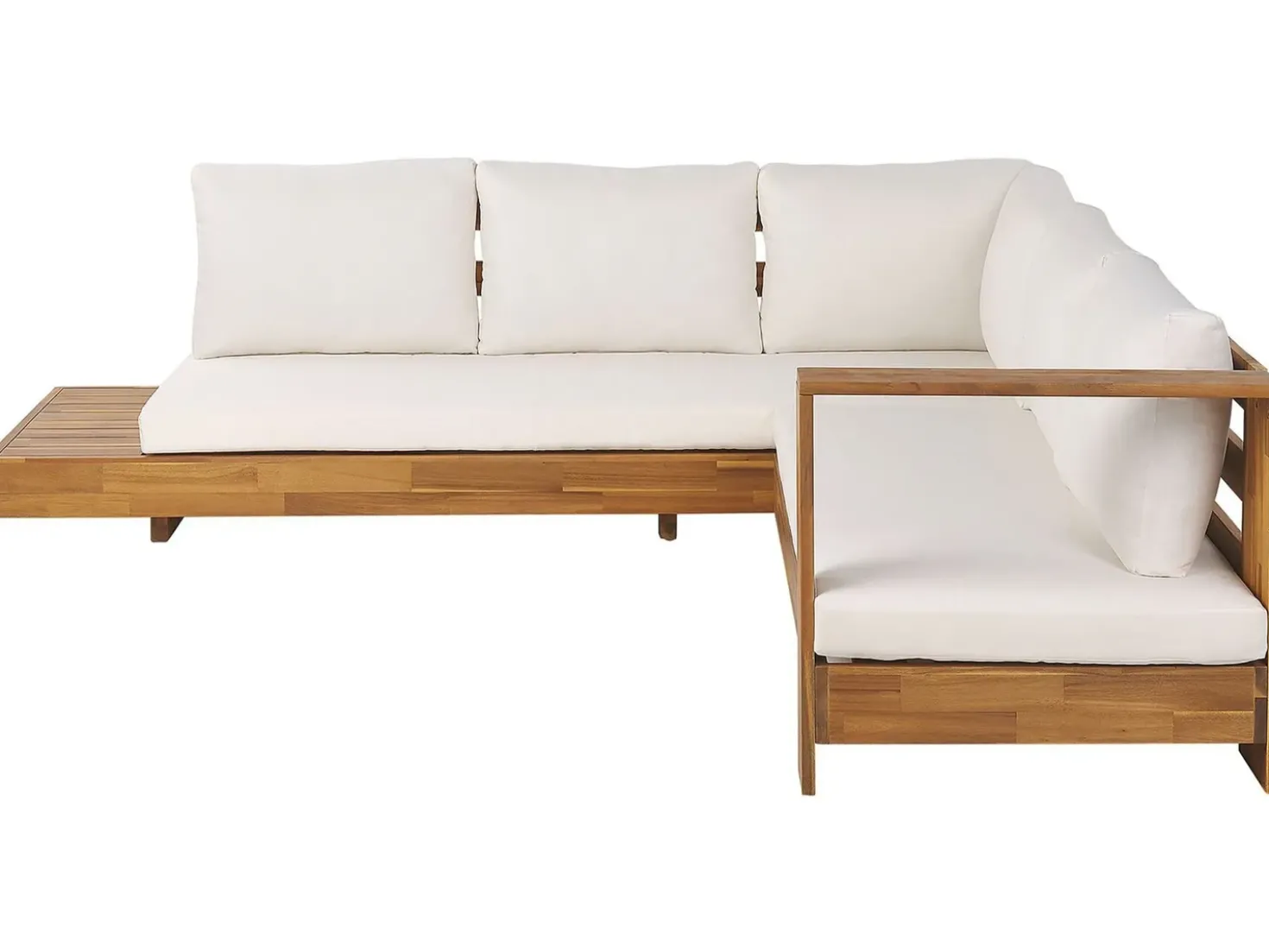 Divano angolare da giardino 5 posti MARETTIMO Lato Sinistro Legno di acacia certificato Marrone