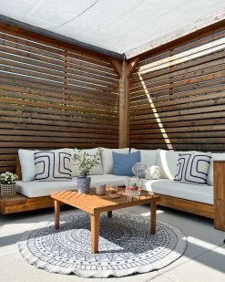 Divano angolare da giardino 5 posti MARETTIMO Lato Sinistro Legno di acacia certificato Marrone