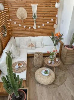 Divano angolare da giardino 5 posti MARETTIMO Lato Sinistro Legno di acacia certificato Marrone