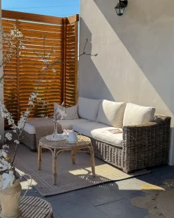 Divano angolare da giardino 3 posti VALLETRI Lato destro Rattan Grigio