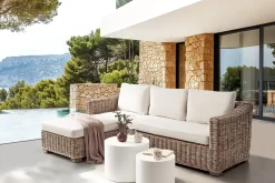 Divano angolare da giardino 3 posti VALLETRI Lato destro Rattan Grigio