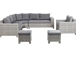 Divano angolare da giardino con pouf 9 posti TEGLIO Rattan sintetico (PE) Grigio