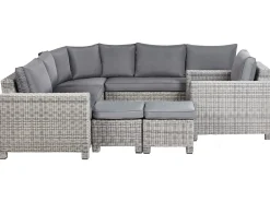 Divano angolare da giardino con pouf 9 posti TEGLIO Rattan sintetico (PE) Grigio
