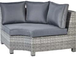 Divano angolare da giardino con pouf 9 posti TEGLIO Rattan sintetico (PE) Grigio
