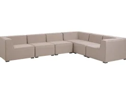 Divano angolare da giardino con pouf 7 posti AREZZO Lato Sinistro Modulare Beige