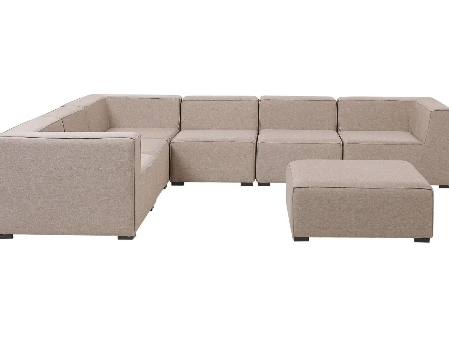 Divano angolare da giardino con pouf 7 posti AREZZO Lato Sinistro Modulare Beige
