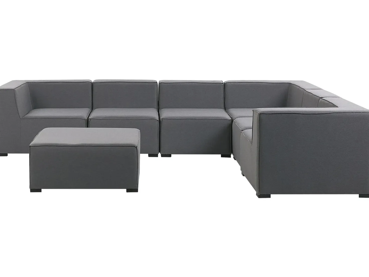 Divano angolare da giardino con pouf 7 posti AREZZO Lato Sinistro Modulare Grigio