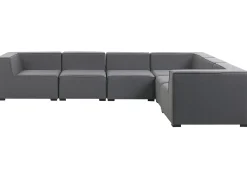 Divano angolare da giardino con pouf 7 posti AREZZO Lato Sinistro Modulare Grigio