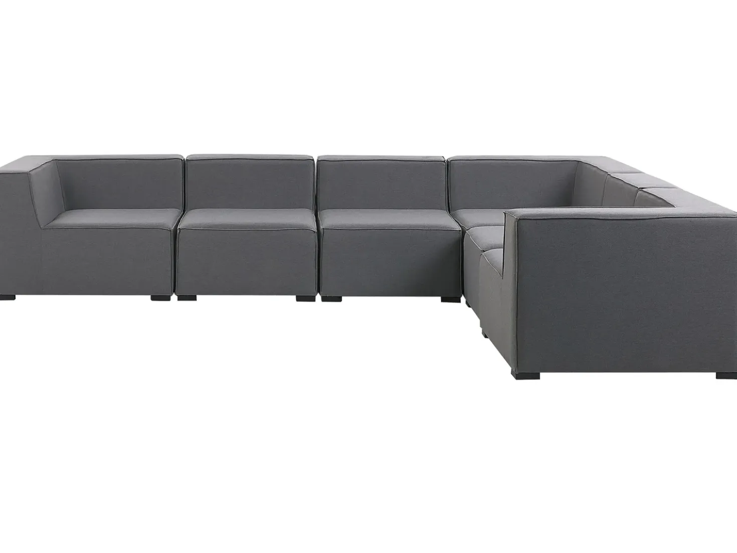 Divano angolare da giardino con pouf 7 posti AREZZO Lato Sinistro Modulare Grigio