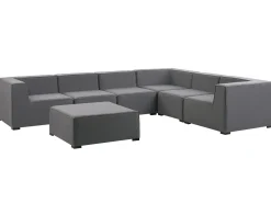 Divano angolare da giardino con pouf 7 posti AREZZO Lato Sinistro Modulare Grigio