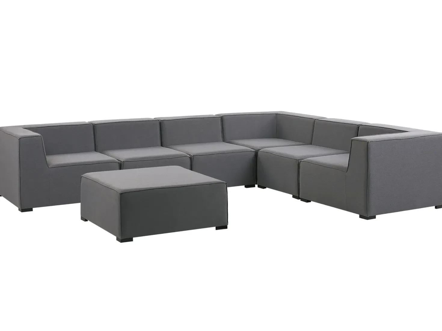 Divano angolare da giardino con pouf 7 posti AREZZO Lato Sinistro Modulare Grigio