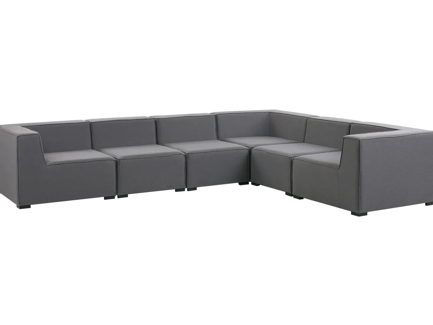 Divano angolare da giardino con pouf 7 posti AREZZO Lato Sinistro Modulare Grigio