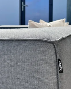 Divano angolare da giardino con pouf 7 posti AREZZO Lato Sinistro Modulare Grigio