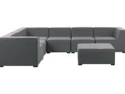 Divano angolare da giardino con pouf 7 posti AREZZO Lato Sinistro Modulare Grigio