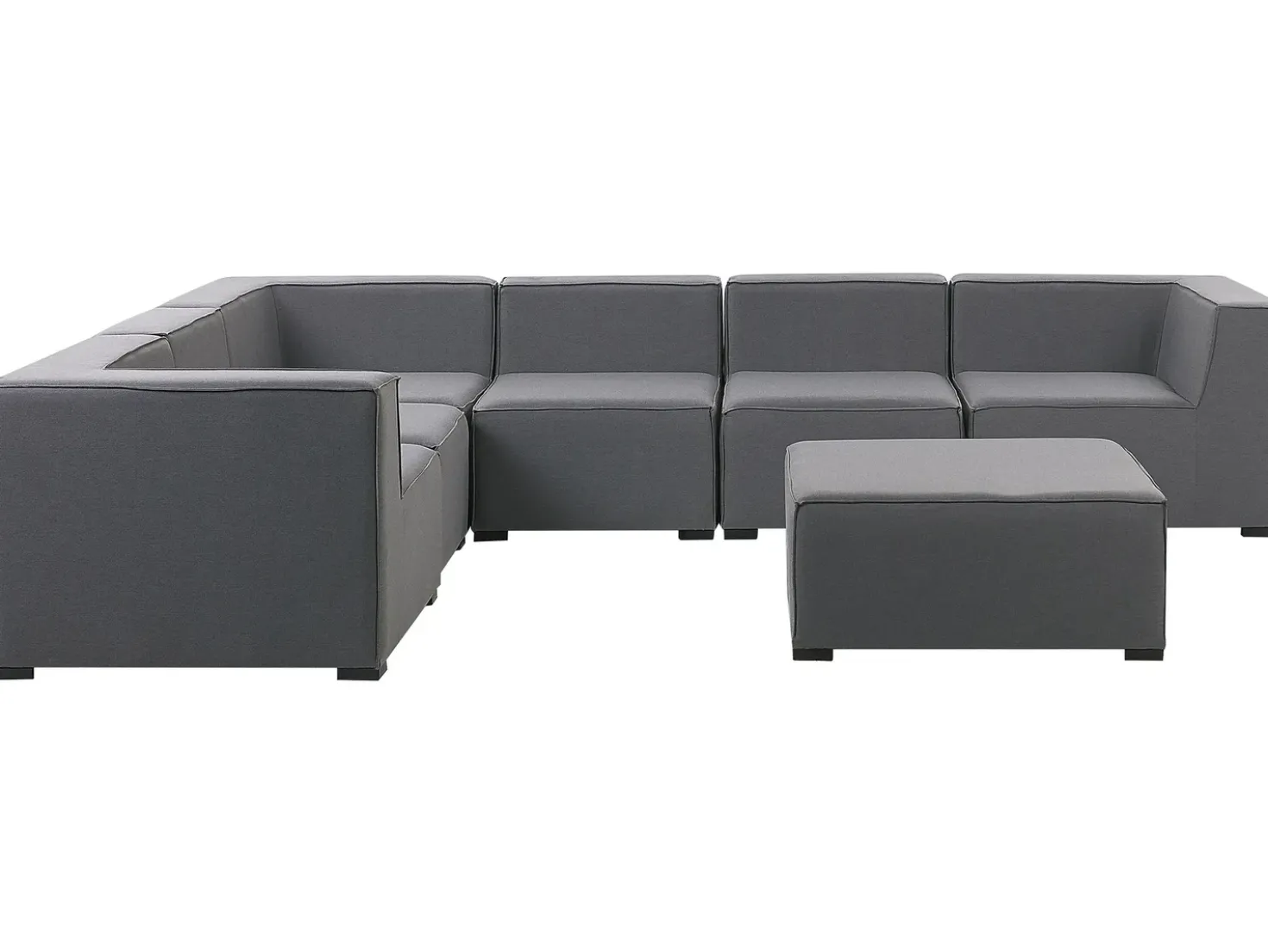 Divano angolare da giardino con pouf 7 posti AREZZO Lato Sinistro Modulare Grigio