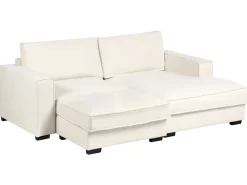 Divano angolare KOLDING Bouclé Beige chiaro con ottomana Lato Sinistro