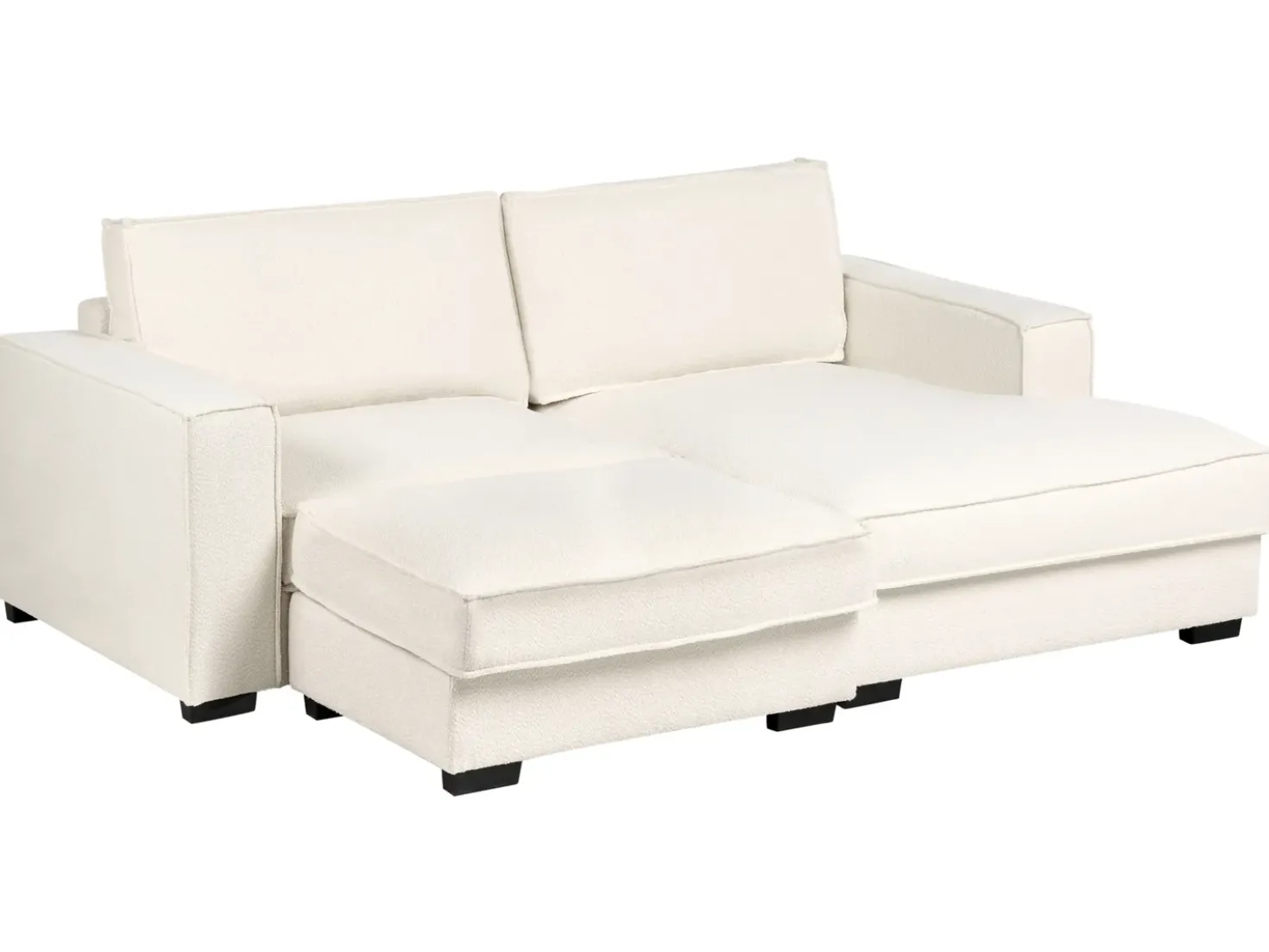Divano angolare KOLDING Bouclé Beige chiaro con ottomana Lato Sinistro