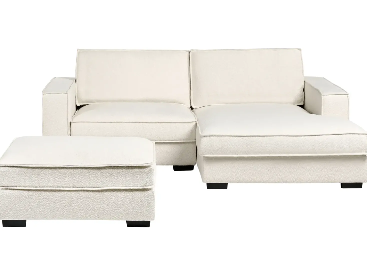 Divano angolare KOLDING Bouclé Beige chiaro con ottomana Lato Sinistro