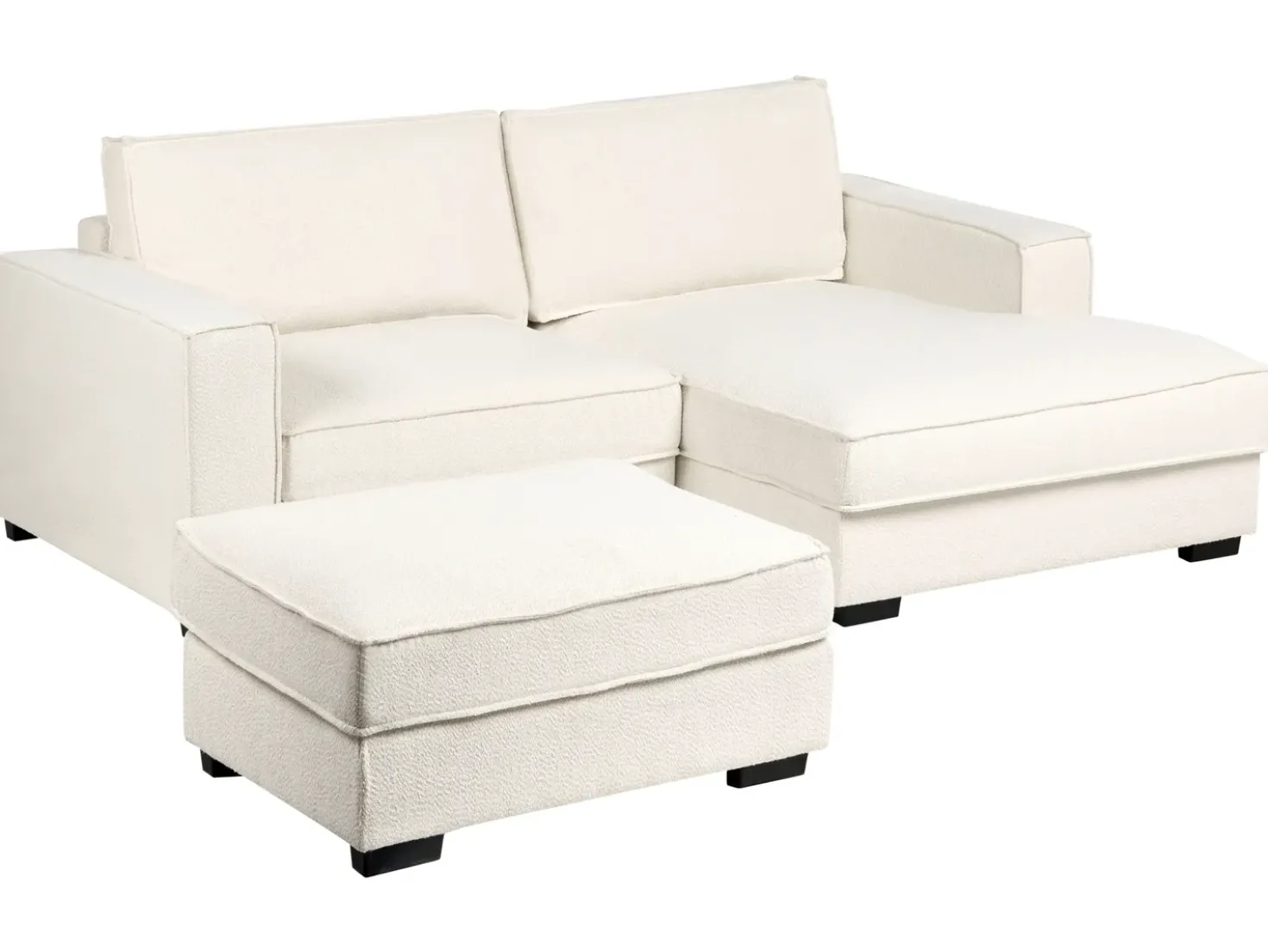 Divano angolare KOLDING Bouclé Beige chiaro con ottomana Lato Sinistro