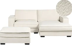 Divano angolare KOLDING Bouclé Beige chiaro con ottomana Lato Sinistro