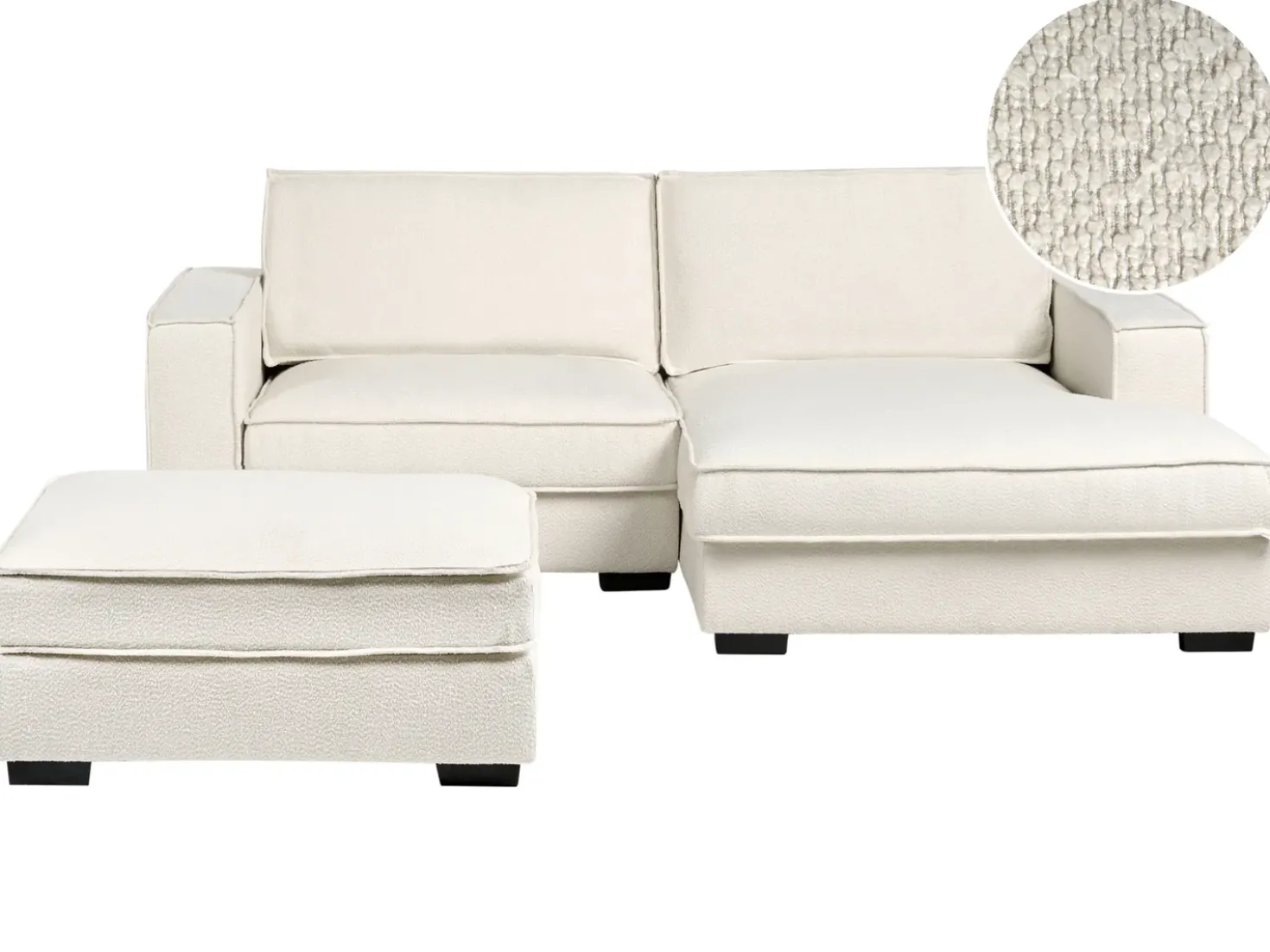 Divano angolare KOLDING Bouclé Beige chiaro con ottomana Lato Sinistro