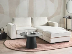 Divano angolare KOLDING Bouclé Beige chiaro con ottomana Lato Sinistro