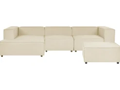 Divano angolare modulare 3 posti APRICA Lino sintetico Beige con ottomana Lato destro