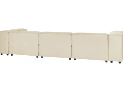Divano angolare modulare 3 posti APRICA Lino sintetico Beige con ottomana Lato destro