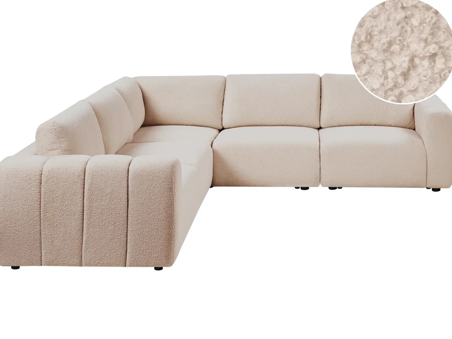 Divano angolare modulare 5 posti KIVVIK Bouclé Beige Lato destro