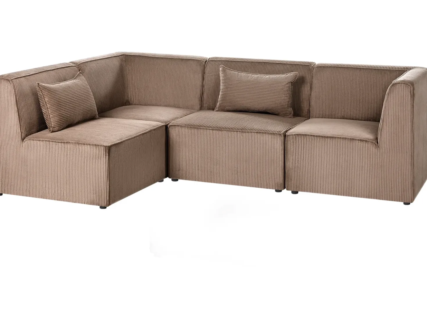 Divano angolare modulare 4 posti LEMVIG Velluto a coste Beige sabbia Lato destro