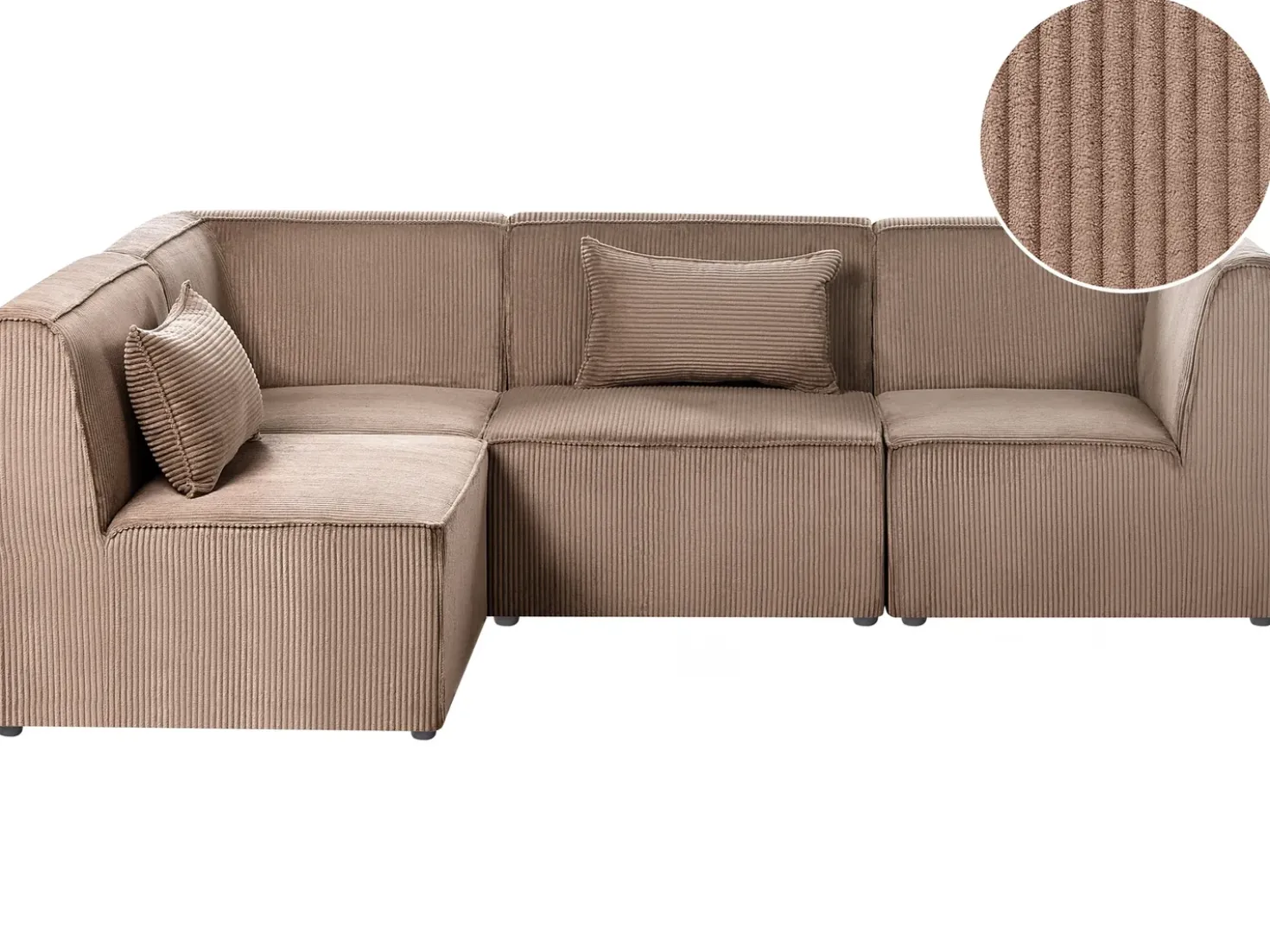 Divano angolare modulare 4 posti LEMVIG Velluto a coste Beige sabbia Lato destro