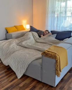 Divano angolare modulare 4 posti ARDAL Tessuto Grigio chiaro Lato destro