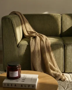 Divano angolare modulare 4 posti LEMVIG Velluto a coste Verde Lato Sinistro