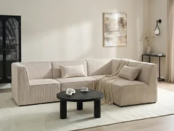 Divano angolare modulare 4 posti LEMVIG Velluto a coste Beige Lato Sinistro