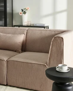 Divano angolare modulare 4 posti LEMVIG Velluto a coste Beige sabbia Lato Sinistro