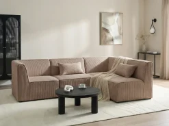 Divano angolare modulare 4 posti LEMVIG Velluto a coste Beige sabbia Lato Sinistro