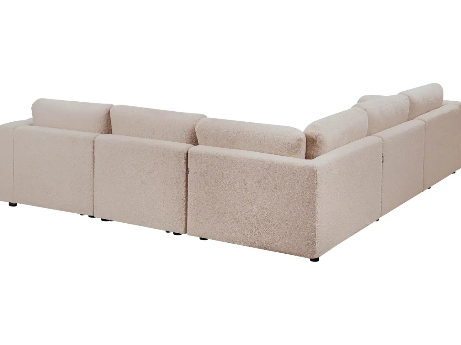 Divano angolare modulare 5 posti KIVVIK Bouclé Beige con ottomana Lato destro