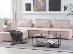 Divano angolare modulare 4 posti TIBRO Tessuto Rosa Lato destro