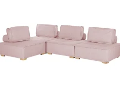Divano angolare modulare 4 posti TIBRO Tessuto Rosa Lato destro