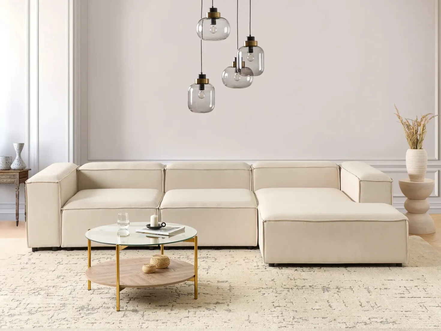 Divano angolare modulare 4 posti ARDAL Tessuto Beige Lato Sinistro