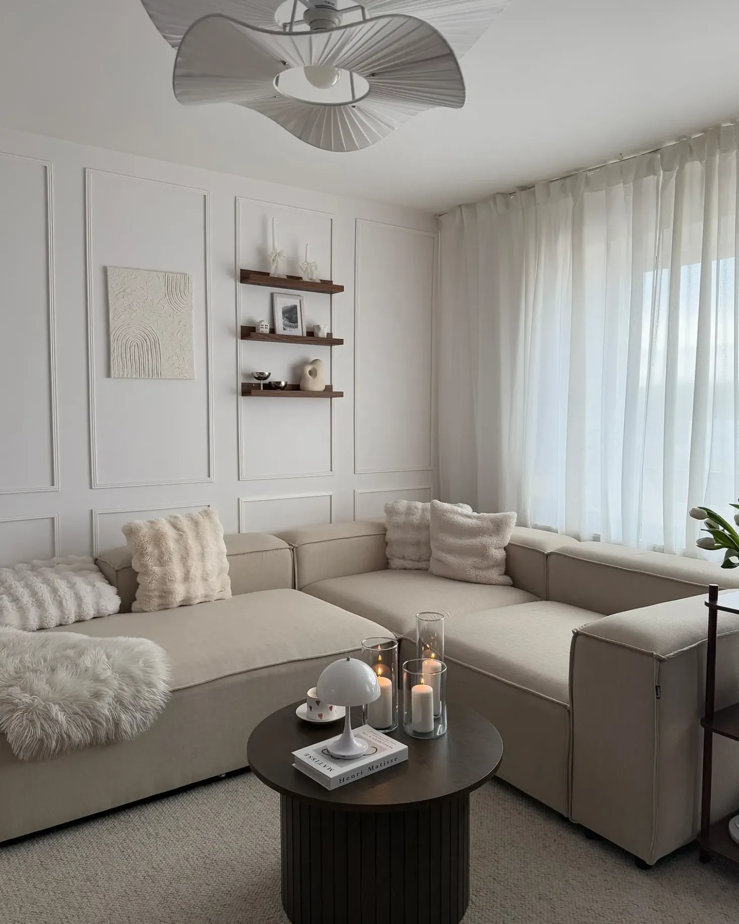 Divano angolare modulare 4 posti ARDAL Tessuto Beige Lato destro