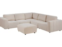 Divano angolare modulare 5 posti KIVVIK Bouclé Beige con ottomana Lato Sinistro