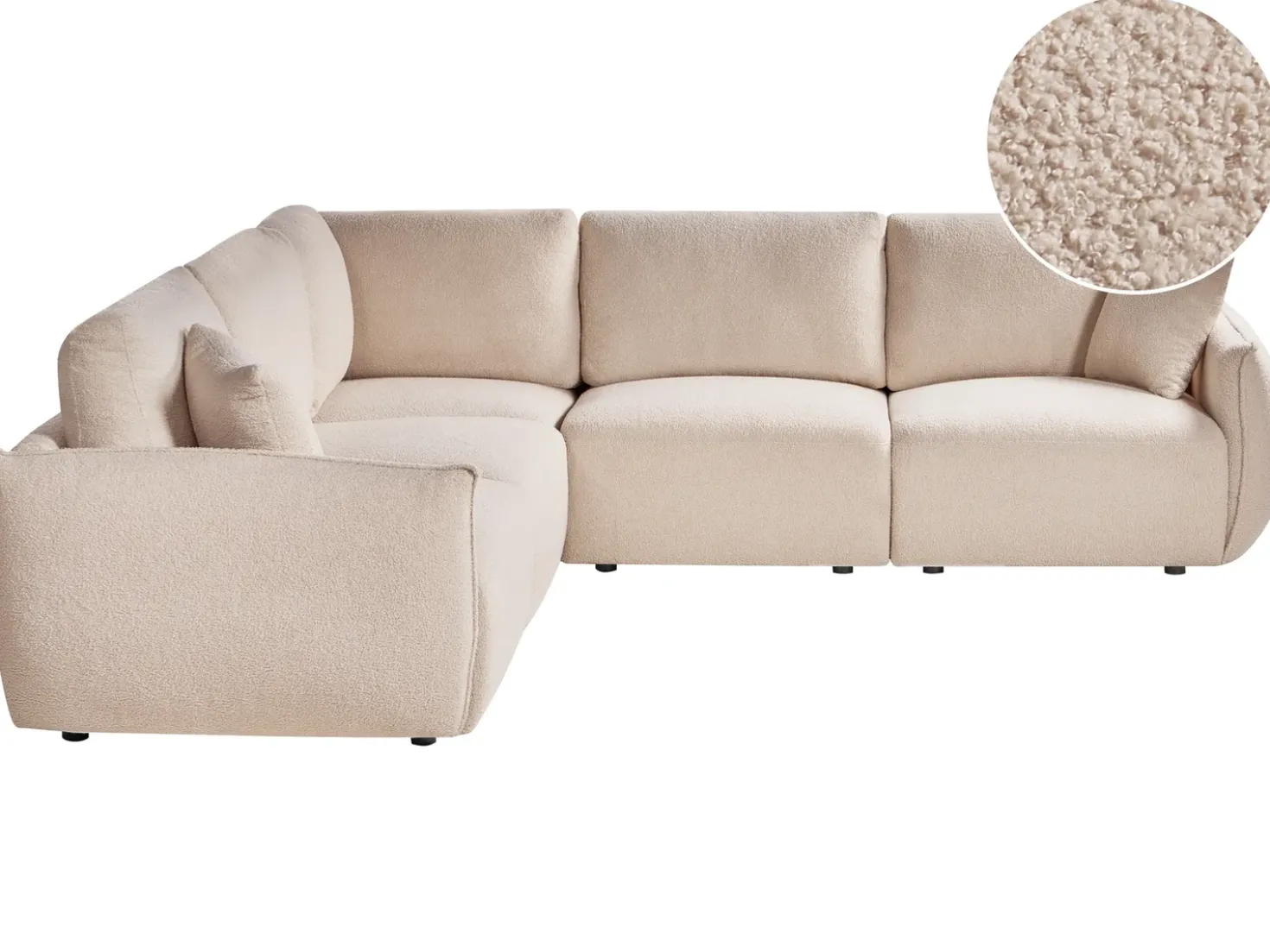 Divano angolare modulare 5 posti MESNALI Bouclé Beige Lato destro