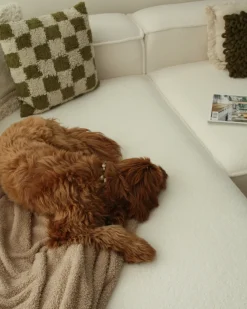 Divano angolare modulare 4 posti ARDAL Bouclé Bianco sporco Lato destro