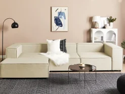 Divano angolare modulare 3 posti APRICA Lino sintetico Beige Lato destro