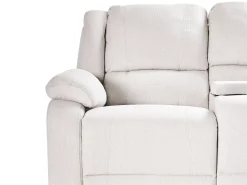 Divano angolare reclinabile manuale 5 posti ROKKE Tessuto Beige chiaro con porta USB Lato Sinistro