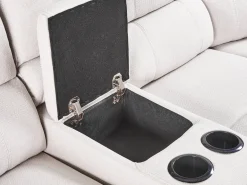 Divano angolare reclinabile manuale 5 posti ROKKE Tessuto Beige chiaro con porta USB Lato Sinistro