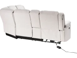 Divano angolare reclinabile manuale 5 posti ROKKE Tessuto Beige chiaro con porta USB Lato Sinistro
